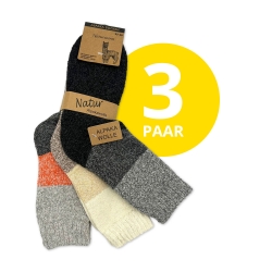 Alpaka Damen Thermosocken mit Ringel extra warm